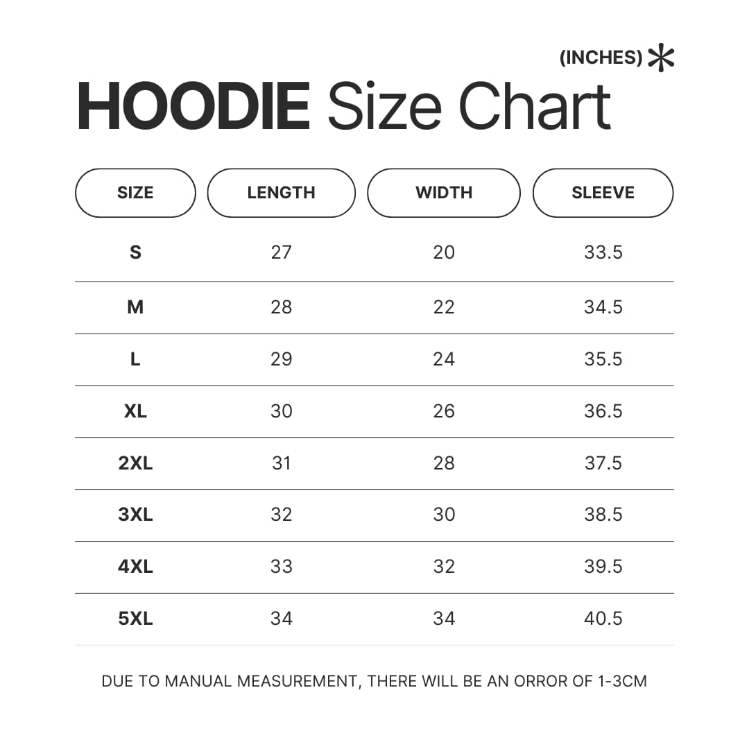 Hoodie Size Chart - Illenium Shop